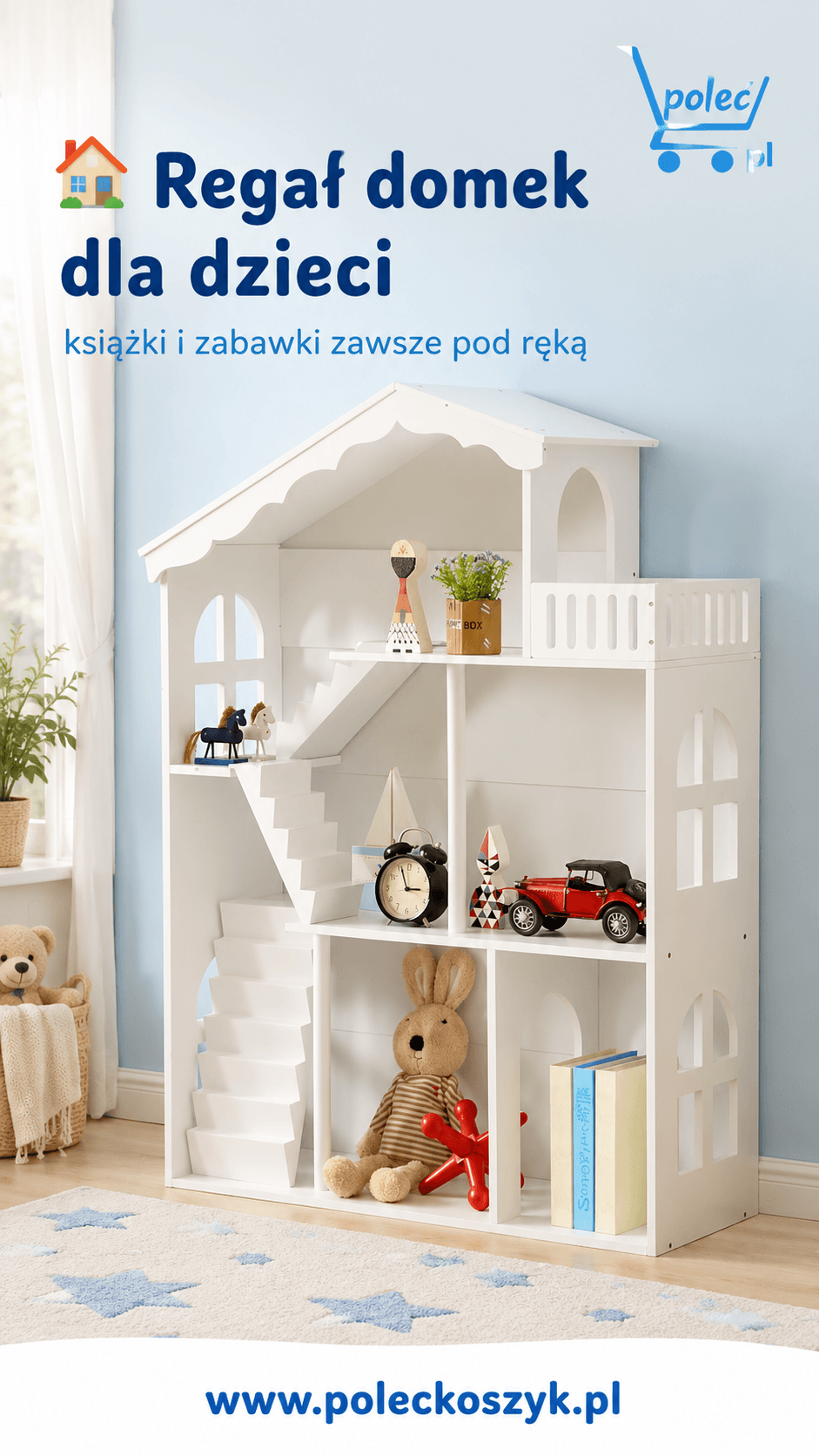 Regał dziecięcy domek LULILO CALLA XXL – sposób na porządek i miłość do książek